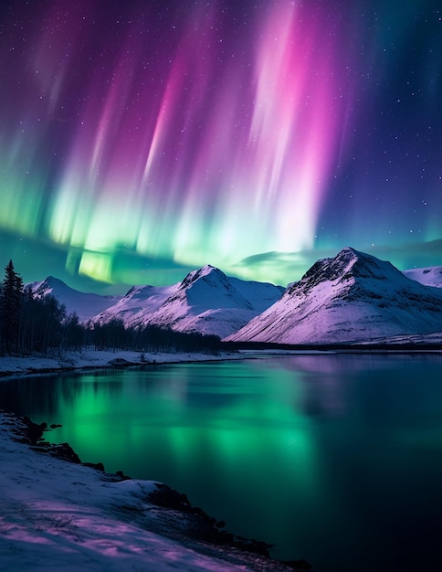 Le luci del nord, l'Aurora boreale nel cielo.