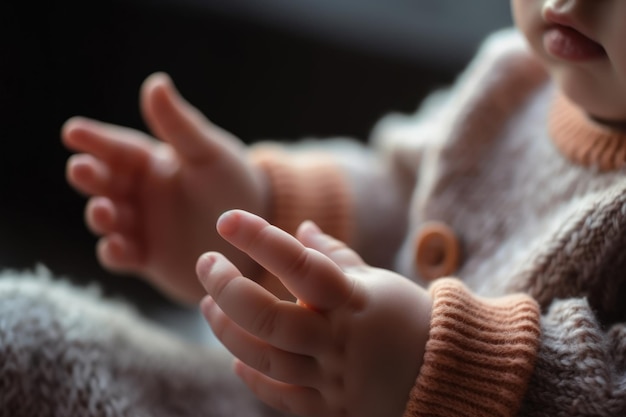 Le mani del bambino piccolo infantile ai generative