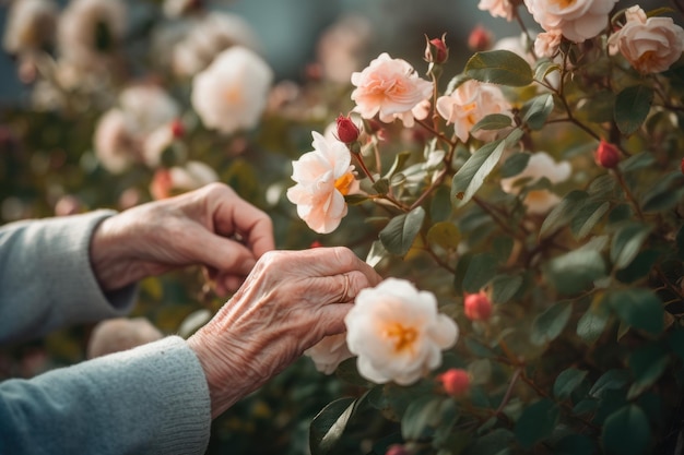 Le mani del cespuglio di rose generano Ai