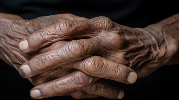 Le mani di un uomo anziano Creato con la tecnologia dell'intelligenza artificiale generativa