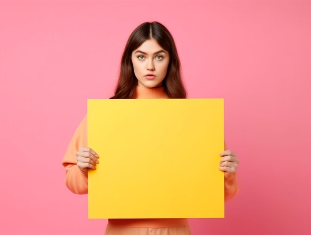 Le mani di una ragazza elegante che tiene una cornice di carta