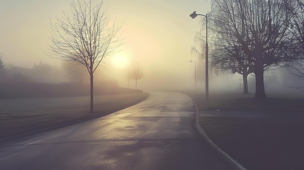 Le mattine nebbiose il mondo velato nella nebbia mistero in ogni ombra il giorno lentamente rivelato