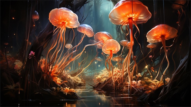 Le meduse illuminano la notte.