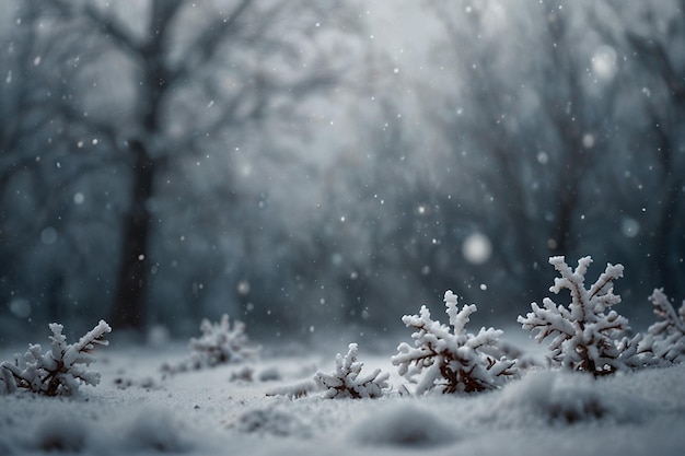 Le meraviglie dell'inverno sfocate sullo sfondo nevoso del Natale