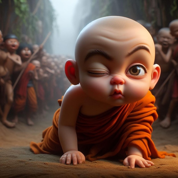 Le molte facce del piccolo monaco Un gioco di viaggi di espressioni