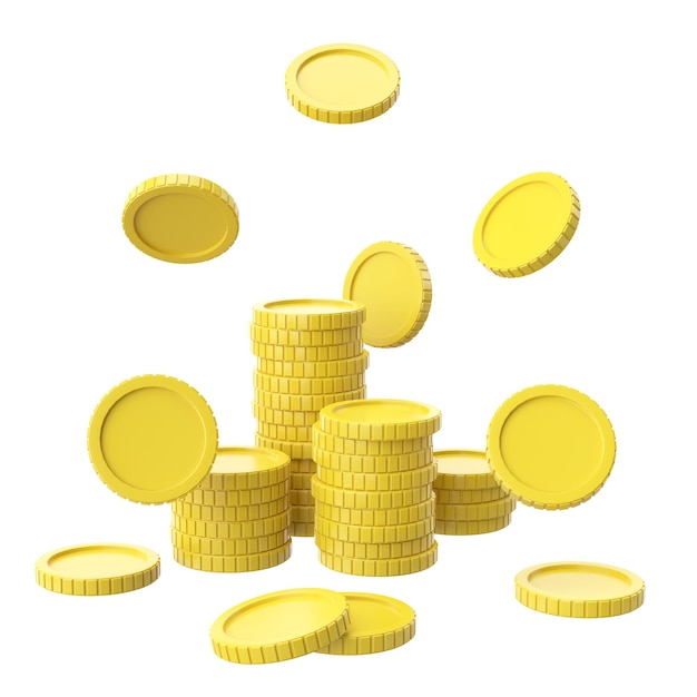 Le monete 3D impilano l'illustrazione 3D