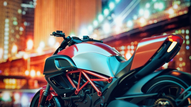 Le motociclette sono in città di notte.