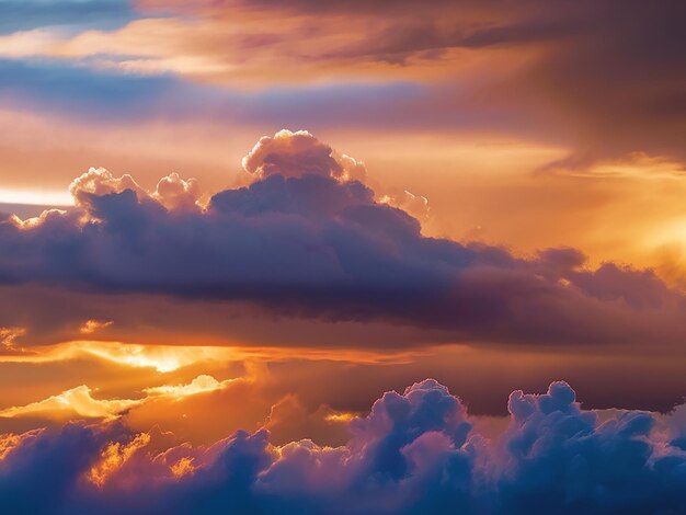 Le nuvole nel cielo creano un maestoso tramonto nella natura