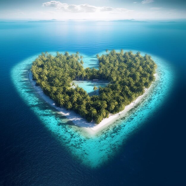 Le onde a forma di cuore simboleggiano l'amore nella bellezza della natura