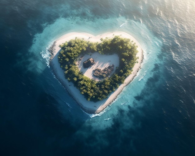 Le onde a forma di cuore simboleggiano l'amore nella bellezza della natura