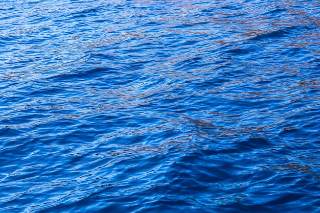 Le onde blu del mare al sole brillano come sfondo della superficie Vacanze estive e concetto di natura costiera