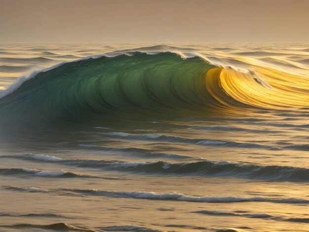 Le onde d'acqua nel mare di colore dorato