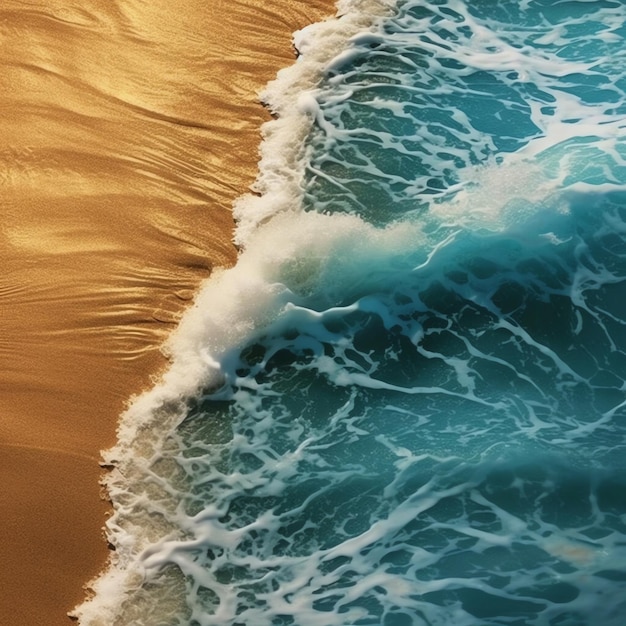 Le onde d'acqua toccano la spiaggia