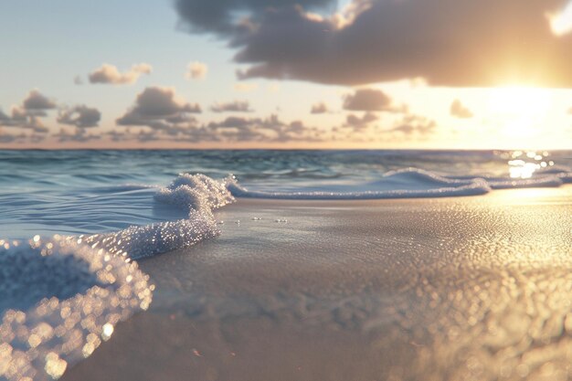 Le onde dolci che battono contro una spiaggia sabbiosa al sole