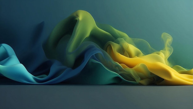 Le onde fumose astratte colorate con blu verde e giallo la bandiera delle onde morbide futuristiche