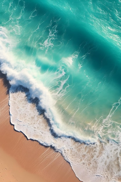 Le onde si scontrano su una spiaggia.