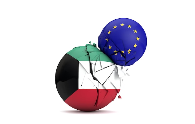 Le palle politiche del Kuwait e dell'Unione Europea si scontrano 3D Render