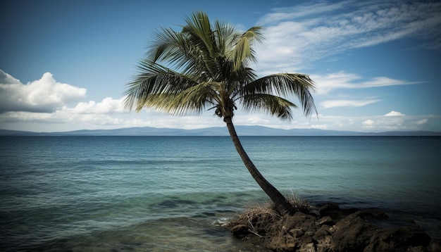 Le palme ondeggiano in un idilliaco paradiso tropicale generato dall'intelligenza artificiale