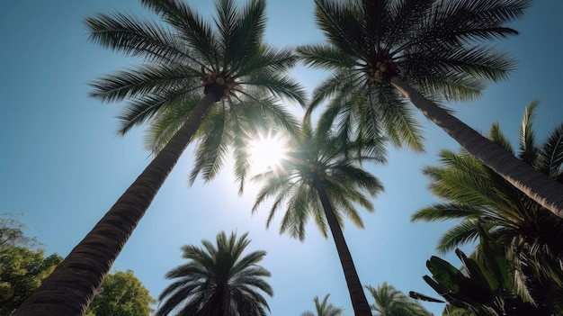 Le palme sono mostrate in una giornata di sole.