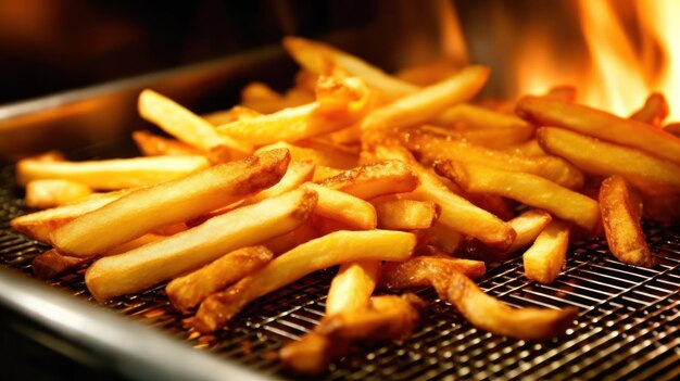 Le patatine fritte stanno cucinando nella friggitrice in cucina Generative AI