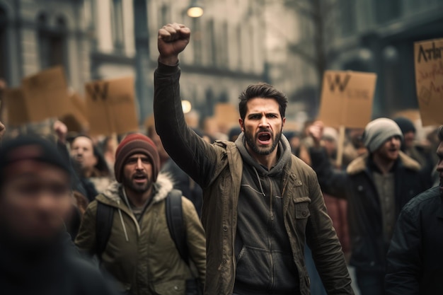 Le persone protestano contro gli attivisti sociali alla manifestazione