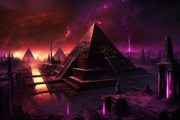 Le piramidi d'Egitto in viola e viola