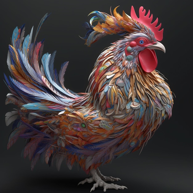 Le piume vibranti adornavano il maestoso pollo affascinando tutti coloro che vedevano Generative ai