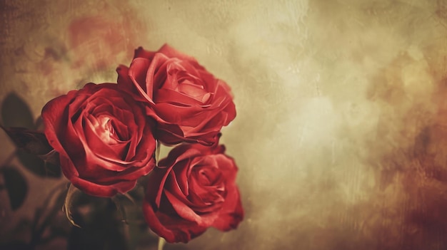 Le rose rosse vibranti adornano graziosamente la tavola in una straordinaria dimostrazione di eleganza naturale