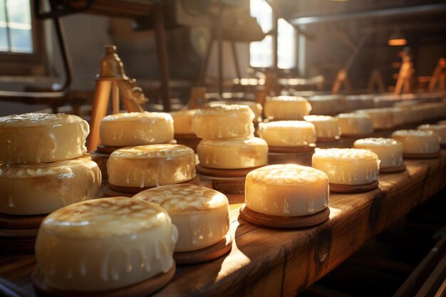 Le ruote di Gouda in una luce dolce