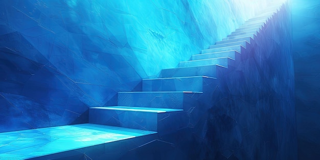 Le scale della grotta nella luce blu La strada per il successo