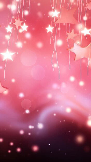 Le stelle magiche creano uno spettacolo affascinante su uno sfondo astratto verticale dai toni rosa tenue