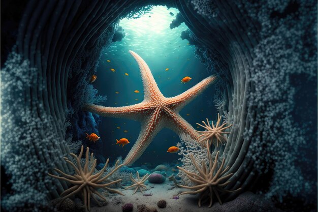 Le stelle marine e il loro habitat sottomarino