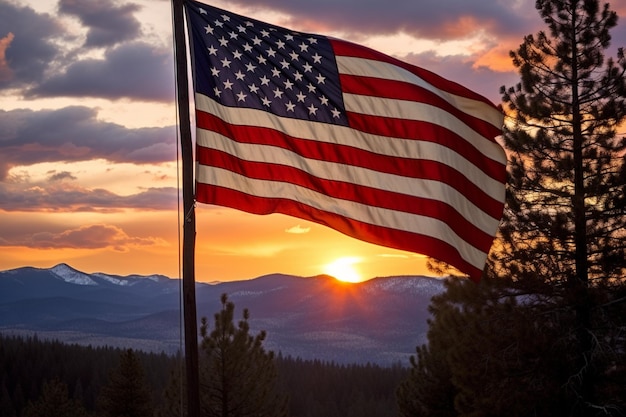 Le strisce al tramonto foto della bandiera americana