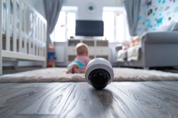 Le telecamere di sorveglianza domestiche monitorano i bambini che giocano per la protezione della famiglia