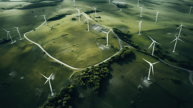 Le turbine eoliche sono visibili in questa foto aerea