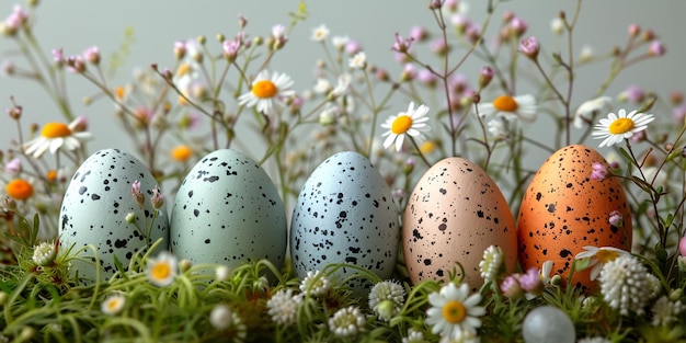 Le uova di coniglietto per le vacanze di Pasqua sullo sfondo bellissime vernici divertenti per festeggiare