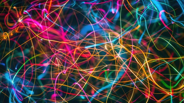 Le vibranti linee di fibra ottica al neon creano un'intrigante consistenza astratta