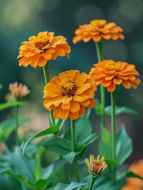 Le zinnias vivaci aggiungono uno splendido tocco di colore al lussureggiante verde