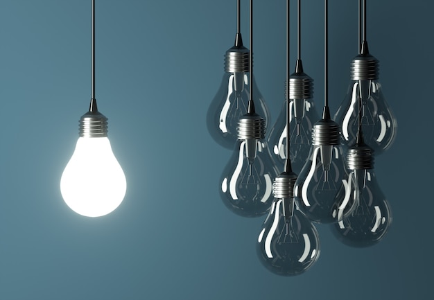 Leadership o concetto di idea creativa con lampadine