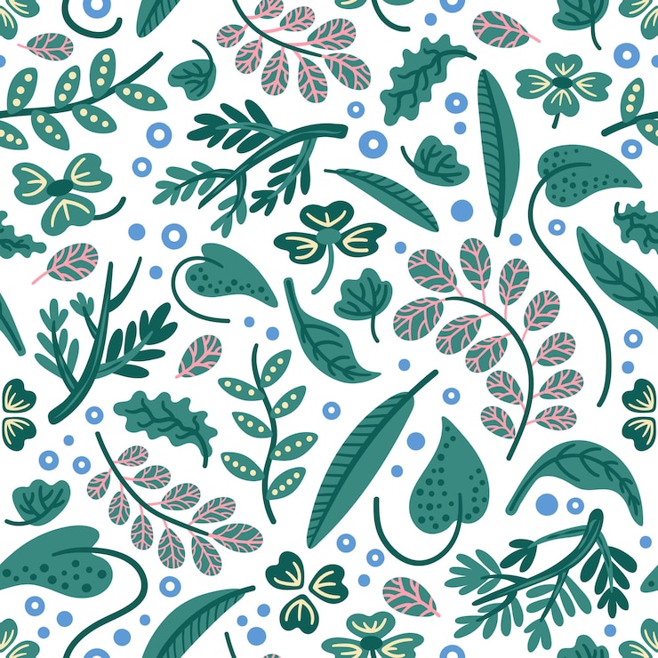 Photo leaf png seamless pattern transparent background