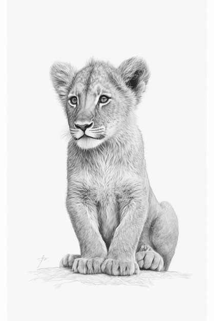 Leão bonito sentado ilustração