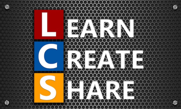 learn create and share concept on mesh hexagon background