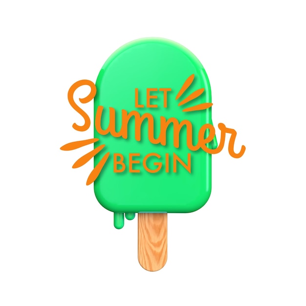 Lecca-lecca di ghiaccio colorato di estate con il messaggio di inizio dell'estate
