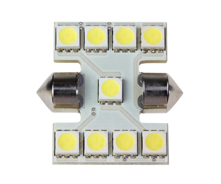 Photo led lamp for auto isolated on the white background