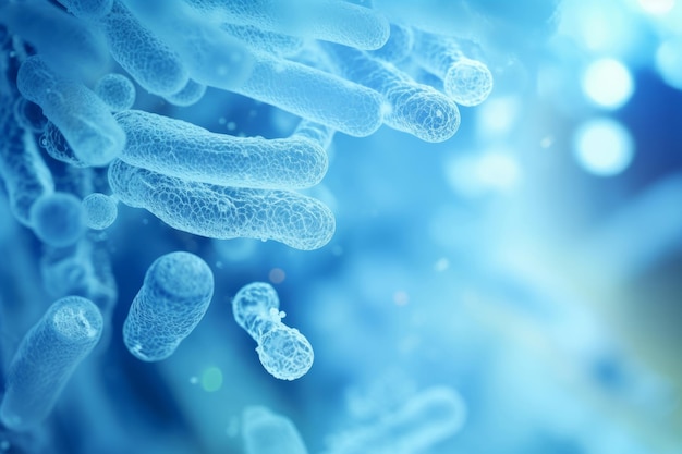 Legionella pneumophila Infezione batterica come sfondo microscopico Caso di ceppi di malattie pericolose Illustrazione di intelligenza artificiale generativa