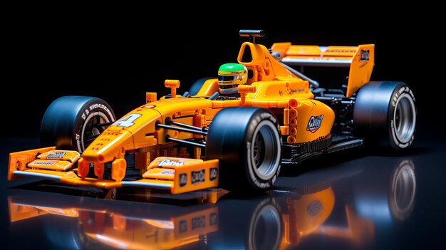 Lego Racing Car arancione una miscela unica di fauvismo e dettagli meticolosi