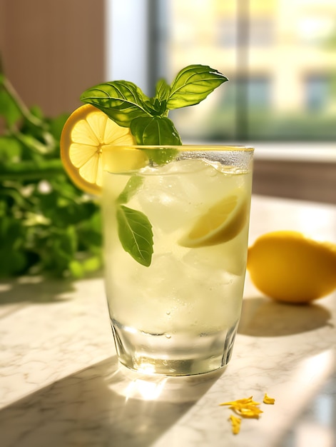 Lemon and Basil Lemonade Fresh Summer Recipe Cookbook Photography