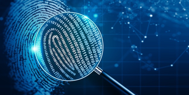 Lente d'ingrandimento e tecnologia di autenticazione biometrica con codice binario Tecnologia di impronte digitali