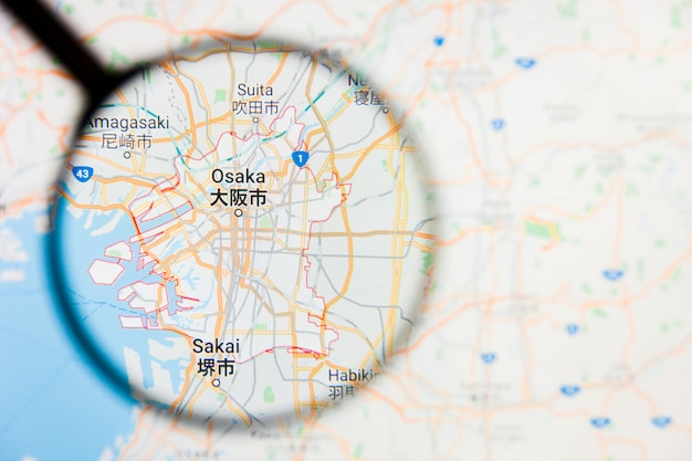 Lente d'ingrandimento sulla mappa del Giappone