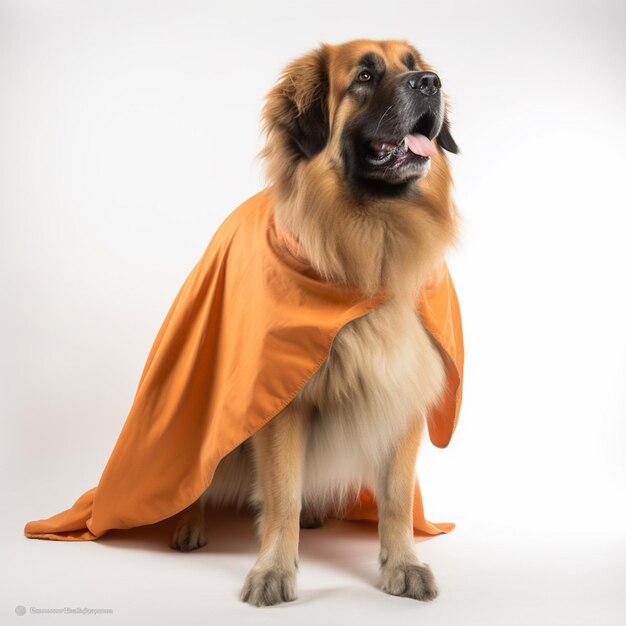 Leonberger equilibrato su uno sfondo bianco puro una vista maestosa